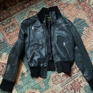 Vera Pelle Italian Leather Bomber Jacket | Genuine Black Lambskin